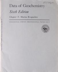 Data of Geochemistry Chapter Y. Marine Evaporites: Cover