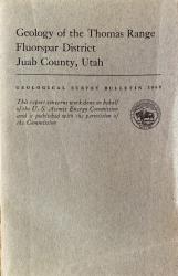 Geology of the Thomas Range Fluorspar District Juab County, Utah: Cover