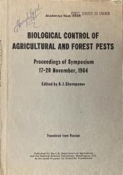 Biological Control of Agricultural and Forest Pests, Symposium 17-20: Cover